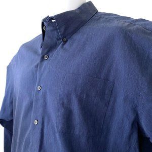 Van Heusen Men's Long Sleeve Blue Very Thin Stripe Button Down Shirt Size XXL